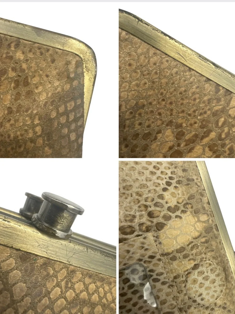 HOBO International Lauren Clutch Wallet Python Snakeskin Embossed Leather Beige